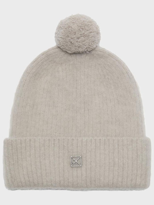 Pom Pom Beanie Γυναικείος Σκούφος Πλεκτός σε Μπεζ χρώμα
