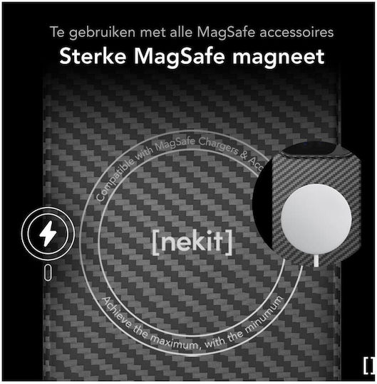 Калъф Google Pixel 10 Pro XL Nekit Fiber Твърд Съвместим с Magsafe Aramid Fiber 1 мм 1500d Kevlar Черен 8719246494642