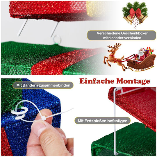 Costway Costway Set of 4 Illuminated Christmas Gift Boxes Multicoloured Ribbons Cm25232de