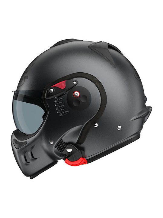 Roof Boxer Alpha Metal Graphite Motorcycle Helmet Flip-Up ECE 22.06 with Sunvisor