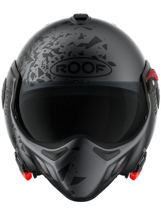 Roof Boxer Alpha Metal Graphite Motorcycle Helmet Flip-Up ECE 22.06 with Sunvisor