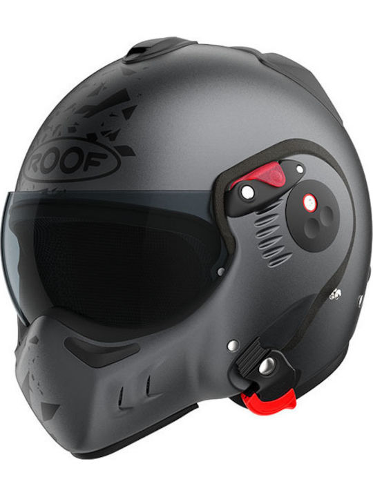 Roof Boxer Alpha Metal Graphite Motorcycle Helmet Flip-Up ECE 22.06 with Sunvisor