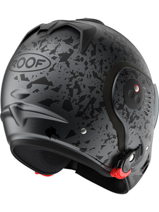 Roof Boxer Alpha Metal Graphite Motorcycle Helmet Flip-Up ECE 22.06 with Sunvisor