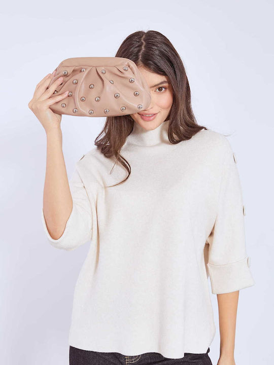 Celestino Γυναικεία Τσάντα Clutch Δερματίνη Τρουκς Μπεζ