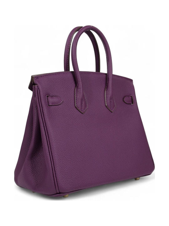 Leder Damen Tote Tasche Lila
