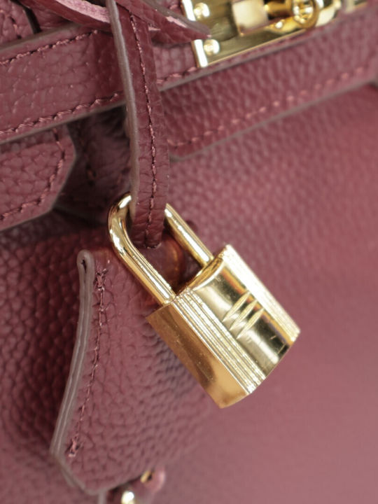 Leder Damen Tote Tasche Burgundisch