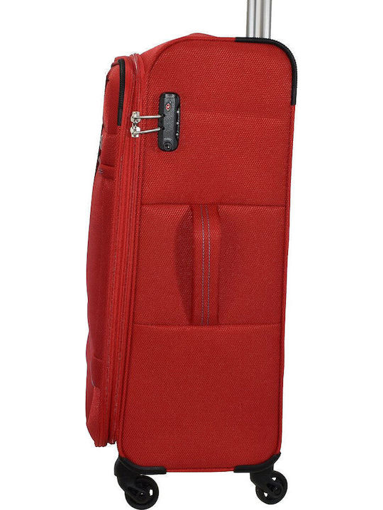 Dielle Großer Reisekoffer Weichschalen Red mit 4 Räder Höhe 77cm