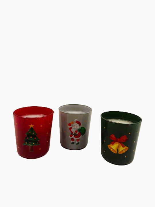 Christmas Candles Bells Set 3 Pieces Glass Vase Marva 847081