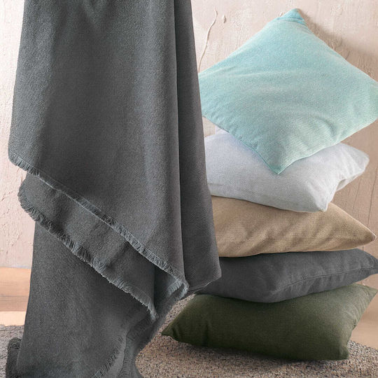 Rythmos Raven Ριχτάρι Διθέσιου Καναπέ Ζακάρ 180x240εκ. Γκρι