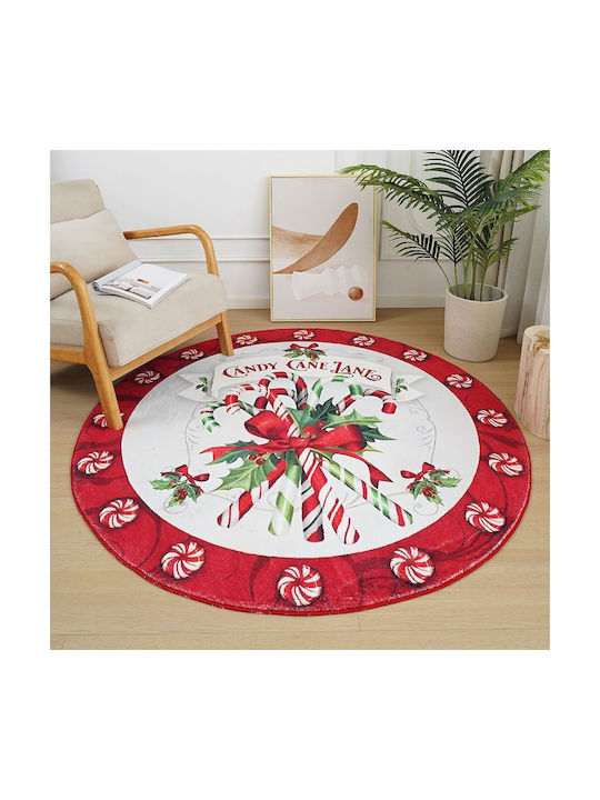 Χριστουγεννιάτικο Χαλί “ζαχαρωτά" Imitation Cashmere 120x120cm Ry04-120