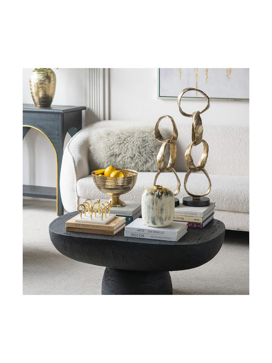 Artekko Kayle Beige Decorative Ceramic Vase Gold 16x16x20 Cm 16cm X 16cm X 20cm