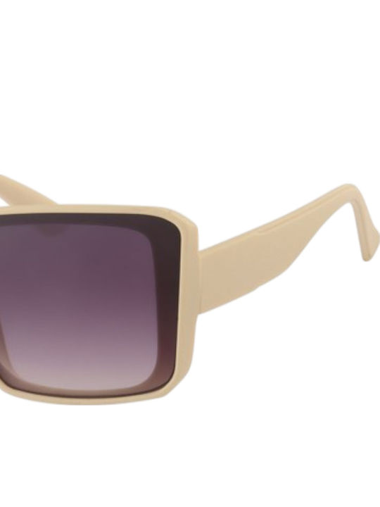 Paolo Moss Women's Sunglasses with Beige Plastic Frame and Purple Gradient Lens 2013608551