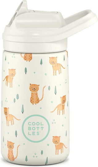 Cool Bottles Kids Water Bottle Thermos Silicone Kiddies Whisker Kittens 350ml