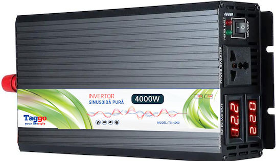 Taggo Invertor Auto Unda sinusoidală pură 4000W pentru Convertirea 12V DC în 220V AC