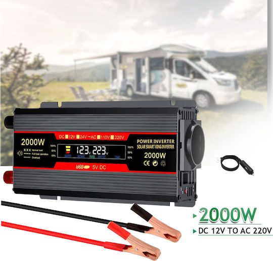 Taggo Invertor Auto Modificat Sine Wave 2000W pentru Convertirea 12V DC în 220V AC