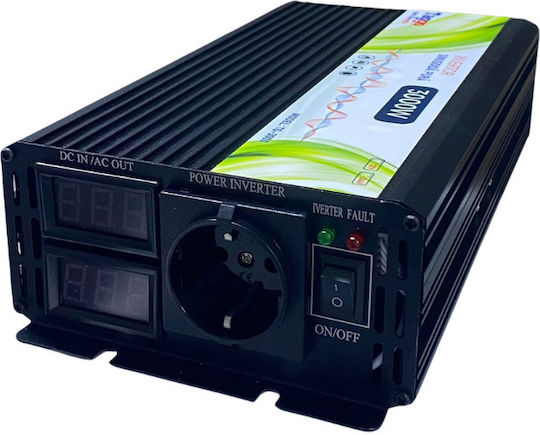 Taggo Inverter Αυτοκινήτου Καθαρού Ημιτόνου 3000W για Μετατροπή 12V DC σε 220V AC