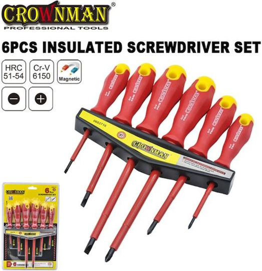 Set of 6 Electrician Cr-V Magnetic Screwdrivers