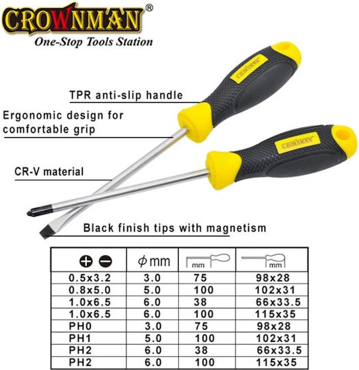Set of 8 Cr-V Magnetic Screwdrivers