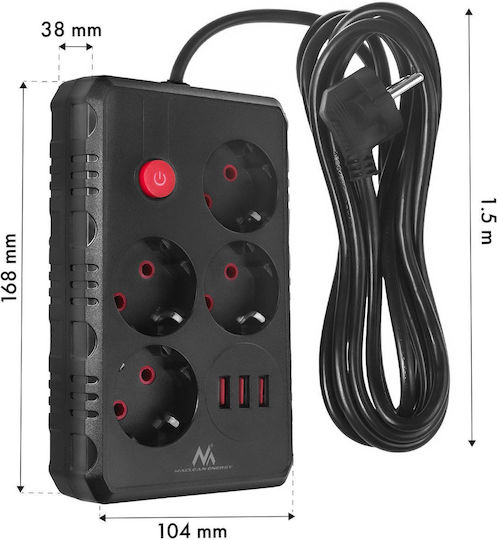 Maclean Energy Power Strip 4 Positions with Cable 1.5m