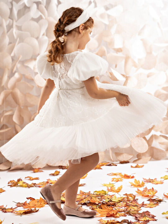 Baby Bloom Alb Rochie de Botez din Tulle
