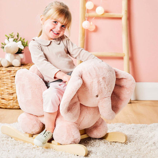 Nattou Fabric Rocking Toy Elephant for 36+ months Pink