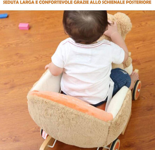 Bakaji Ξύλινο Κουνιστό Παιχνίδι Αλογάκι για 10+ μηνών με Ήχους & Ρόδες για Βάρος έως 30kg Καφέ