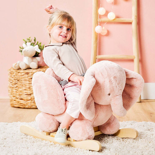 Nattou Fabric Rocking Toy Elephant for 36+ months Pink