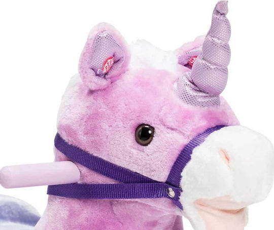 Bakaji Fabric Rocking Toy Unicorn for 3+ months with Sounds Pink