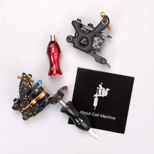 Set 2 Mașini de Tatuat Alimentare 20 Ace de Tatuaj Mașină cu Bobină Piele de Practică Pedală Kit Accesorii