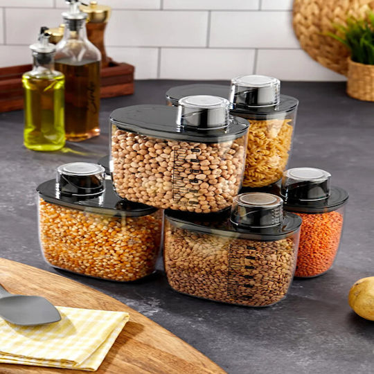 Femmit Lebensmittelgläser & Behälter 1300ml mit luftdichtem Deckel & Dosierer – BPA frei Transparent & Schwarz