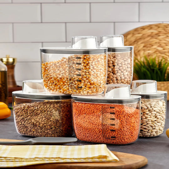 Femmit Food Storage Container 1300ml with Airtight Lid & Dispenser – BPA Free Transparent & White