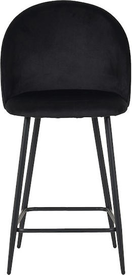 Stool Bar with Backrest Upholstered with Velvet Perch Black Shade 2pcs 50x43x99cm