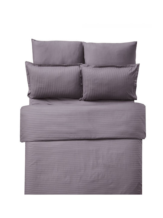 Pucioasa Set Husă de Pilotă Bumbac Single cu Față de Pernă & 1 Cearsaf 150x220 Maro