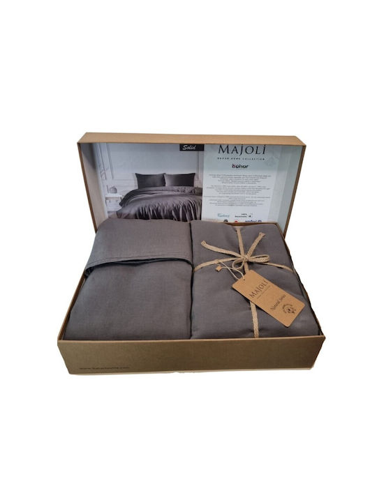 Majoli Bahar Set Husă de Pilotă Bumbac Single cu Față de Pernă & 1 Cearsaf 160x220 Antracit