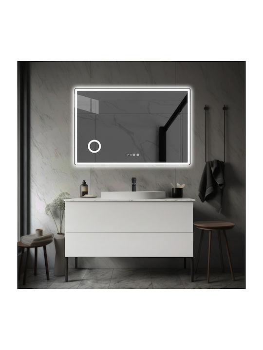 Futura Mărire Oglindă de Baie Dreptunghiulară Lumini LED Atingere 120x80cm