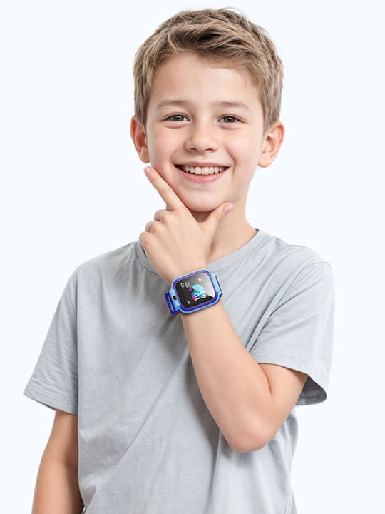 Hoco Kids Digital Watch with GPS and Rubber/Plastic Strap Blue