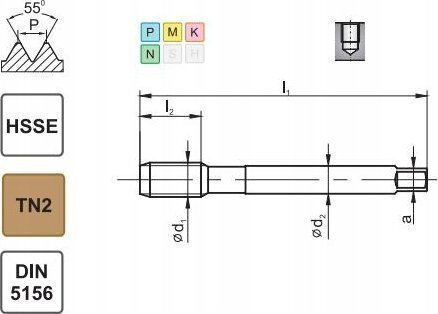 Fanar Gwintownik G 1/2" Din-5156c R40 Hsse Tin 800x