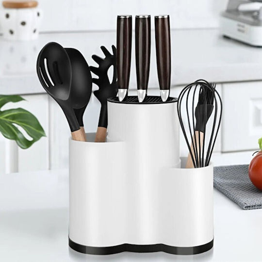 Femmit Tabletop Kitchen Organizer Stand with 3 Compartments BPA Free White