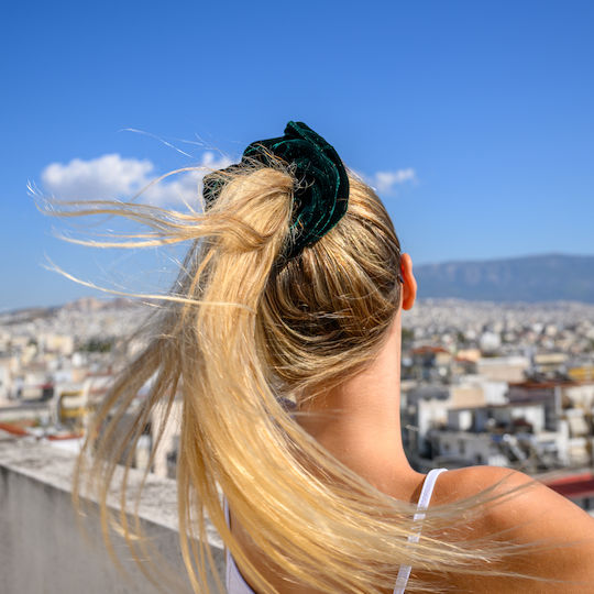 Χειροποίητο Βελούδινο Πράσινο Scrunchie Πολυεστέρα