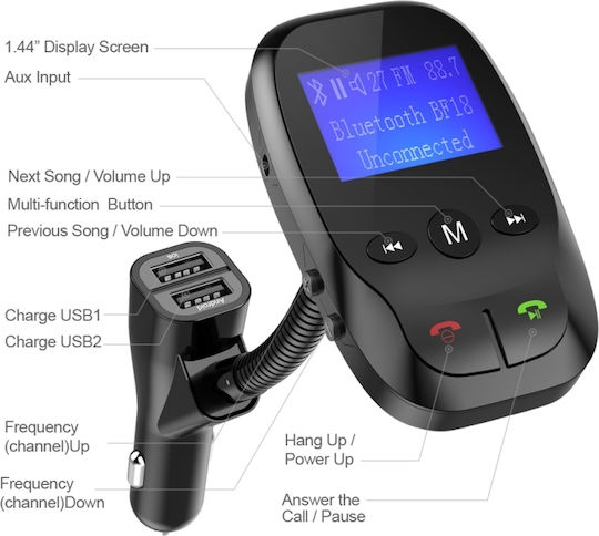 Pyramid FM Transmitter Αυτοκινήτου mit Bluetooth / AUX / USB