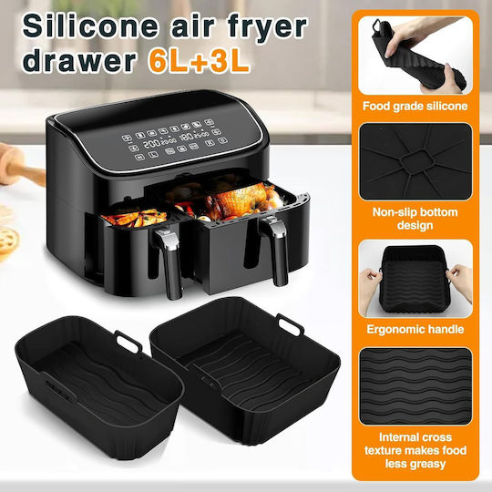 Set 28 Accesorii Philips Dual Basket Airfryer Seria 3000/5000 6l/3l Tăvi din Silicon Suporturi din Oțel Inoxidabil Multicolor