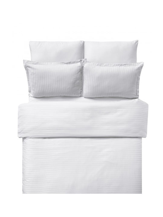 Pucioasa Set Husă de Pilotă Single cu Față de Pernă & 1 Cearsaf 150x220 Alb
