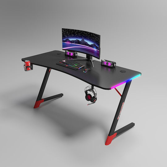 Γραφείο Gaming με LED & USB θύρες 140x60x74εκ. Μαύρο