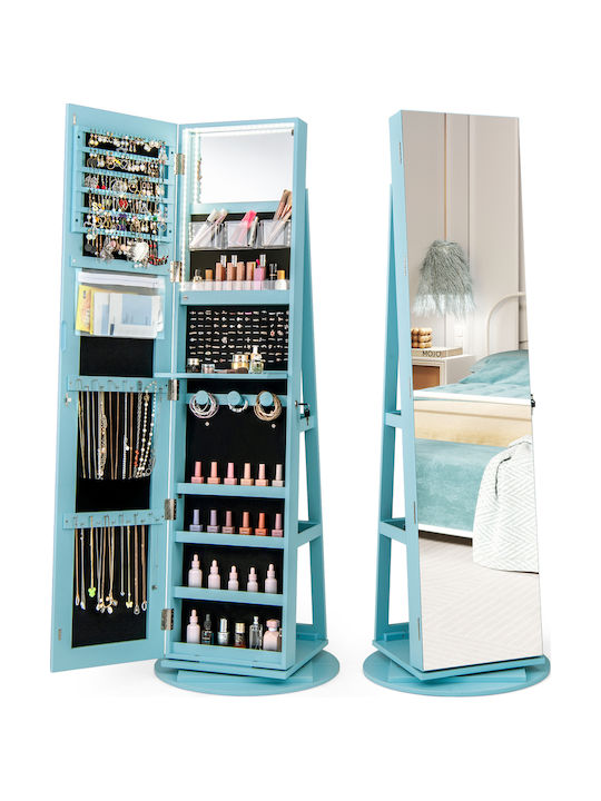 Costway Boden- oder Standspiegel mit Blauem Holzrahmen