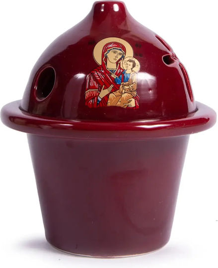 Vigil Oil Lamp Deep Clay Panagia 1 Pc 38602 White