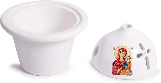 Vigil Oil Lamp Deep Clay Panagia 1 Pc 38602 White