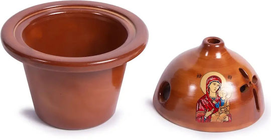 Vigil Oil Lamp Deep Clay Panagia 1 Pc 38602 Beige