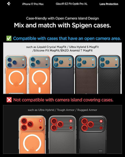 Spigen Glas.tr Optik Pro Camera Protection Membrane Orange for the Apple iPhone 17 Pro Max