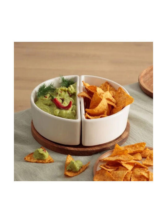 Secret de Gourmet Serving Bowl Round Wooden White with Diameter 20cm