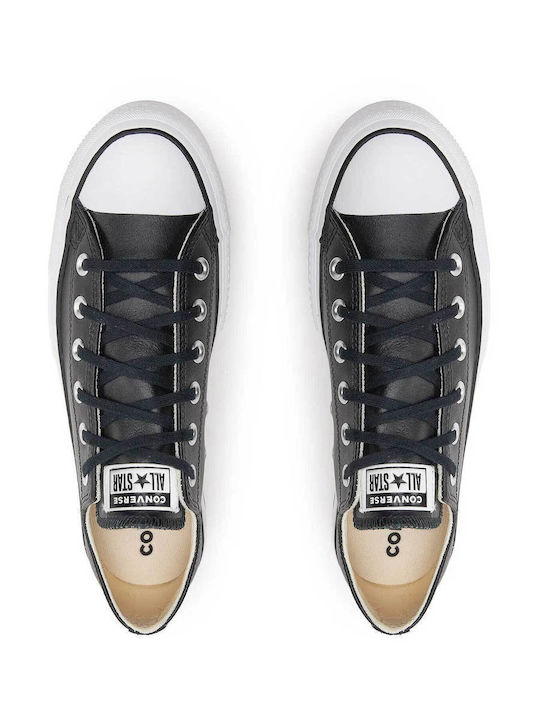 Chuck Taylor All Star Lift Clean Leather Low Top Флатформи Маратонки Черно / Бяло